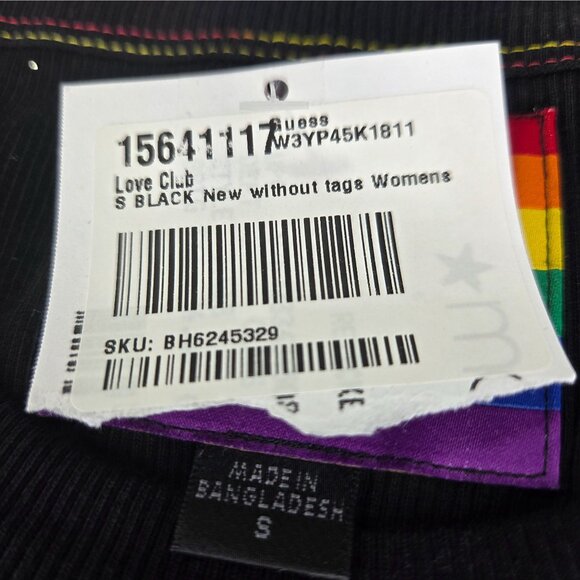 NWT Guess Women's Ribbed Crop Top with Logo Black - Picture 3 of 6